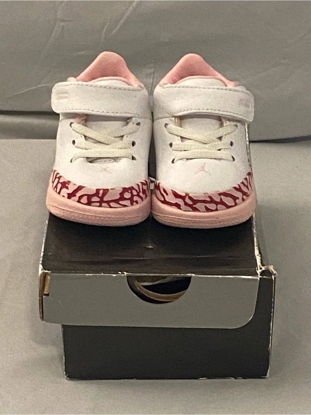 Jordan Baby & Walker White Pink Retro Elephant Print Shoes